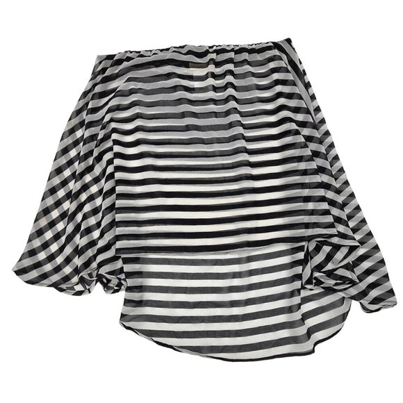 Michael Kors Other - Michael Kors Womens Short Hi-Low Striped Sarong Cover Up Large Black White Sheer